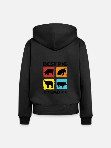 Best Pig Dad - Frauen Premium Bio Zip Hoodie - Schwarz
