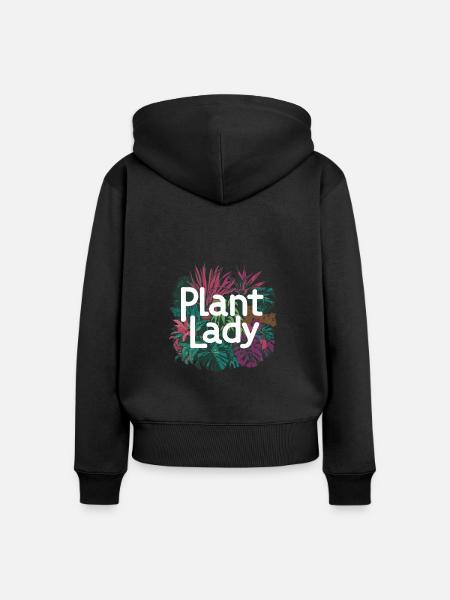 PFLANZEN-LADY - Frauen Premium Bio Zip Hoodie - Schwarz