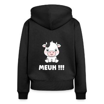 vache - Sweat à capuche zippé Premium bio Femme - noir - Dos - Julia (174cm)