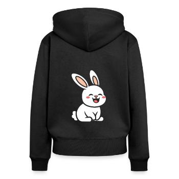 Petit bébé lapin - Sweat à capuche zippé Premium bio Femme - noir - Dos - Julia (174cm)