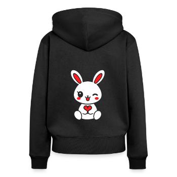 Petit bébé lapin - Sweat à capuche zippé Premium bio Femme - noir - Dos - Julia (174cm)
