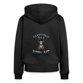 Taxidermy It's A Dying Art Hirschmotiv - Frauen Premium Bio Zip Hoodie - Schwarz - Hinten - Julia (174cm)