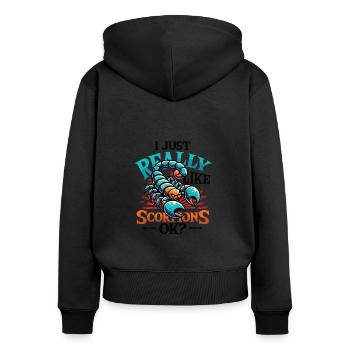 I just like scorpions - Women's Premium Organic Zip Hoodie - black - Back - Julia (174cm)
