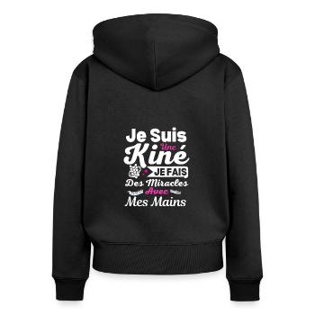 Je Suis Kinésithérapeute je fais des miracles - Sweat à capuche zippé Premium bio Femme - noir - Dos - Julia (174cm)