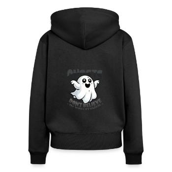 Geister Glauben Auch Nicht An Dich - Frauen Premium Bio Zip Hoodie - Schwarz - Hinten - Julia (174cm)