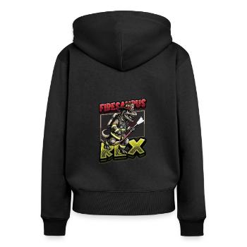 Firesaurus Rex Feuerwehr Dinosaurier Abenteuer - Frauen Premium Bio Zip Hoodie - Schwarz - Hinten - Julia (174cm)