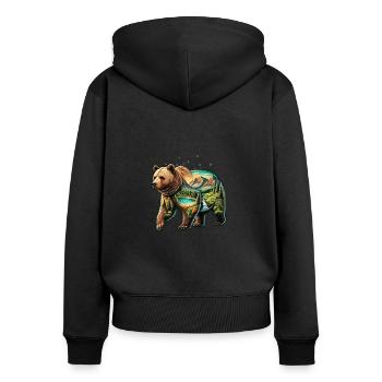 Wilderness Inside the Bear Retro Vintage - Women's Premium Organic Zip Hoodie - black - Back - Julia (174cm)