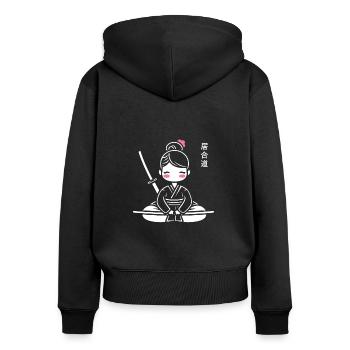 zadi 3 - Sweat à capuche zippé Premium bio Femme - noir - Dos - Julia (174cm)