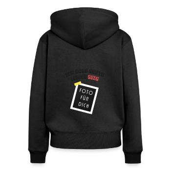 Ich habe heute leider kein Foto für dich - Frauen Premium Bio Zip Hoodie - Schwarz - Hinten - Julia (174cm)