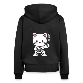 karate - Sweat à capuche zippé Premium bio Femme - noir - Dos - Julia (174cm)