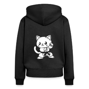 karate - Sweat à capuche zippé Premium bio Femme - noir - Dos - Julia (174cm)