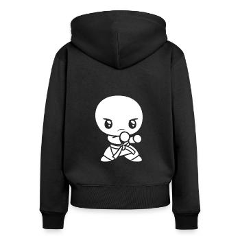Karate - Frauen Premium Bio Zip Hoodie - Schwarz - Hinten - Julia (174cm)