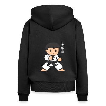 Karate - Frauen Premium Bio Zip Hoodie - Schwarz - Hinten - Julia (174cm)