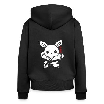 karate - Women's Premium Organic Zip Hoodie - black - Back - Julia (174cm)