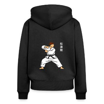 Karate - Frauen Premium Bio Zip Hoodie - Schwarz - Hinten - Julia (174cm)