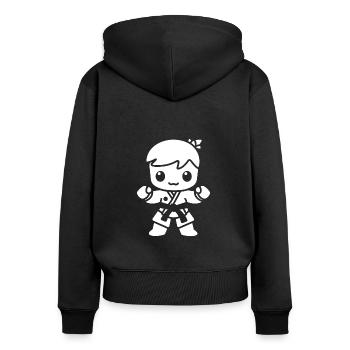 Karate - Frauen Premium Bio Zip Hoodie - Schwarz - Hinten - Julia (174cm)