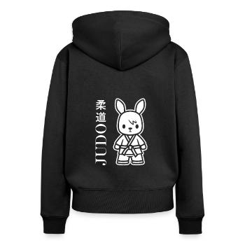Judo - Frauen Premium Bio Zip Hoodie - Schwarz - Hinten - Julia (174cm)