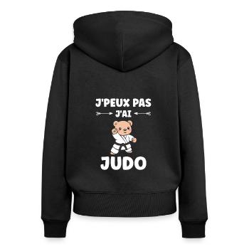 Judo - Frauen Premium Bio Zip Hoodie - Schwarz - Hinten - Julia (174cm)