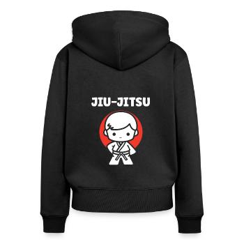 Jiu Jitsu - Frauen Premium Bio Zip Hoodie - Schwarz - Hinten - Julia (174cm)