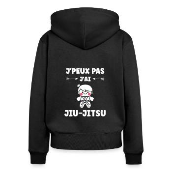 Jiu Jitsu - Frauen Premium Bio Zip Hoodie - Schwarz - Hinten - Julia (174cm)