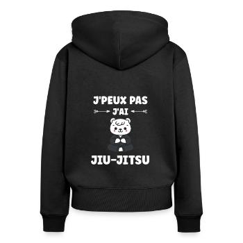 Jiu Jitsu - Frauen Premium Bio Zip Hoodie - Schwarz - Hinten - Julia (174cm)