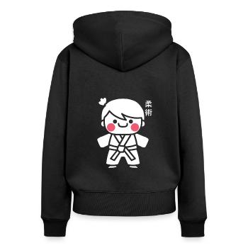 Jiu Jitsu - Frauen Premium Bio Zip Hoodie - Schwarz - Hinten - Julia (174cm)