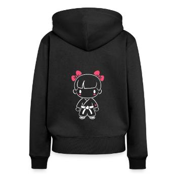 Jiu Jitsu - Frauen Premium Bio Zip Hoodie - Schwarz - Hinten - Julia (174cm)