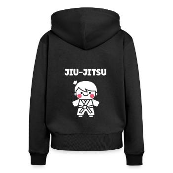 Jiu Jitsu - Frauen Premium Bio Zip Hoodie - Schwarz - Hinten - Julia (174cm)