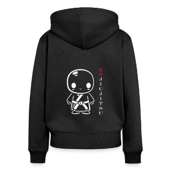 Jiu Jitsu - Frauen Premium Bio Zip Hoodie - Schwarz - Hinten - Julia (174cm)