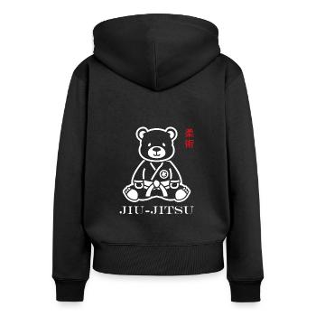 Jiu Jitsu - Frauen Premium Bio Zip Hoodie - Schwarz - Hinten - Julia (174cm)