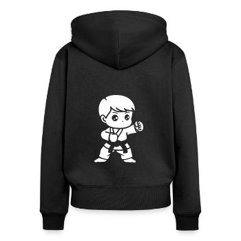 Jiu Jitsu - Frauen Premium Bio Zip Hoodie - Schwarz - Hinten - Julia (174cm)