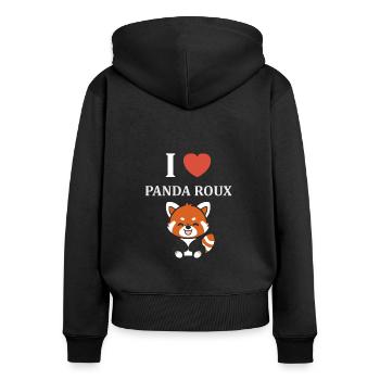 Panda roux - Sweat à capuche zippé Premium bio Femme - noir - Dos - Julia (174cm)