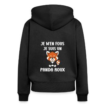 Panda roux - Sweat à capuche zippé Premium bio Femme - noir - Dos - Julia (174cm)