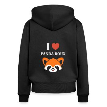 Panda roux - Sweat à capuche zippé Premium bio Femme - noir - Dos - Julia (174cm)