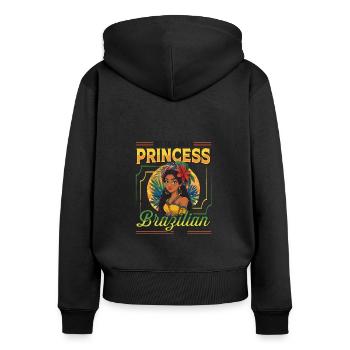 Filles d’origine brésilienne Brésil - Sweat à capuche zippé Premium bio Femme - noir - Dos - Julia (174cm)