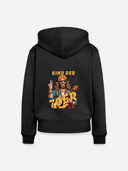 MANN KIND DER 70er - Frauen Premium Bio Zip Hoodie - Schwarz