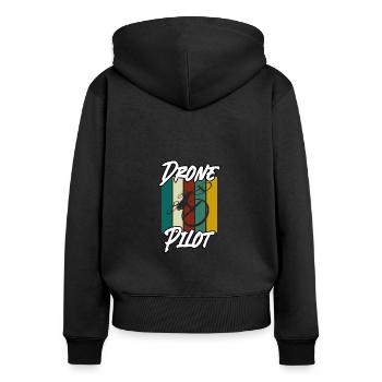 Drohnen-Pilot - Frauen Premium Bio Zip Hoodie - Schwarz - Hinten - Julia (174cm)