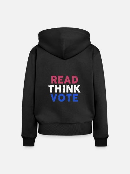 Read Think Vote - Frauen Premium Bio Zip Hoodie - Schwarz