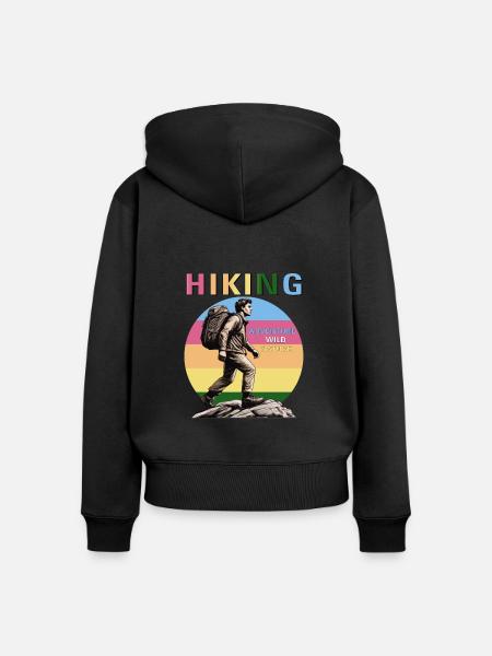 BERGSTEIGER HIKING - Frauen Premium Bio Zip Hoodie - Schwarz