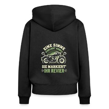 Simson DDR Moped Simson fan s51 ddr - Frauen Premium Bio Zip Hoodie - Schwarz - Hinten - Julia (174cm)