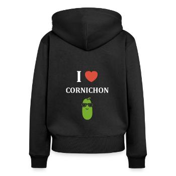 cornichon - Sweat à capuche zippé Premium bio Femme - noir - Dos - Julia (174cm)