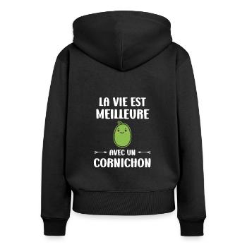gherkin - Women's Premium Organic Zip Hoodie - black - Back - Julia (174cm)