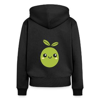Olive - Sweat à capuche zippé Premium bio Femme - noir - Dos - Julia (174cm)