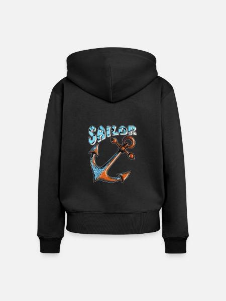 SCHIFFANKER SAILOR - Frauen Premium Bio Zip Hoodie - Schwarz