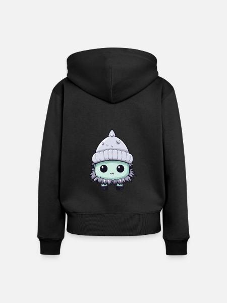 Frostbeule Winter Eskimo Comic - Frauen Premium Bio Zip Hoodie - Schwarz