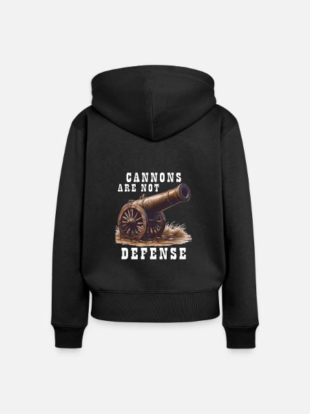 CANNONS ARE NOT DEFENSE - Frauen Premium Bio Zip Hoodie - Schwarz