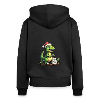 Tea Rex Weihnachten Weihnachtsmann Mütze - Frauen Premium Bio Zip Hoodie - Schwarz - Hinten - Julia (174cm)