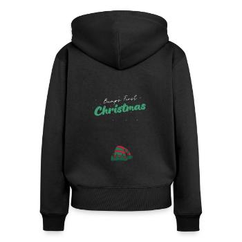 Eerste Kerstmis Bump - Grappige Elf Baby Zwangerschap - Vrouwen Premium Bio ziphoodie - zwart - Achter - Julia (174cm)