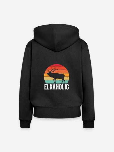 Elchjagd Elkaholische Jäger - Frauen Premium Bio Zip Hoodie - Schwarz