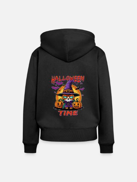 HALLOWEEN TIME - Frauen Premium Bio Zip Hoodie - Schwarz
